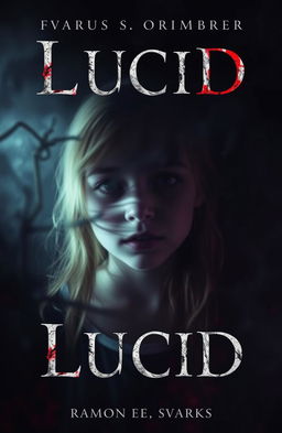 A horror fiction cover depicting a girl named Lucid, her face appearing distorted and blurry, conveying a sense of death and nightmares