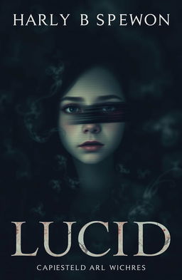 A horror fiction cover depicting a girl named Lucid, her face appearing distorted and blurry, conveying a sense of death and nightmares
