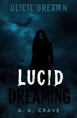 A horror-themed book cover for a fictional story about lucid dreaming