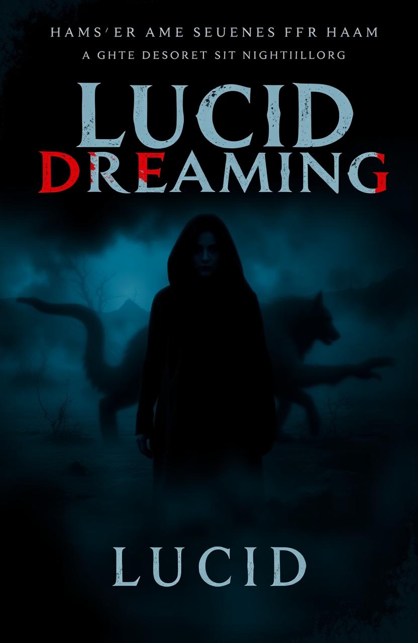 A horror-themed book cover for a fictional story about lucid dreaming