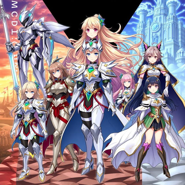 A dynamic and detailed illustration showcasing various types of anime girl armor, highlighting unique designs and styles that reflect different themes and personalities