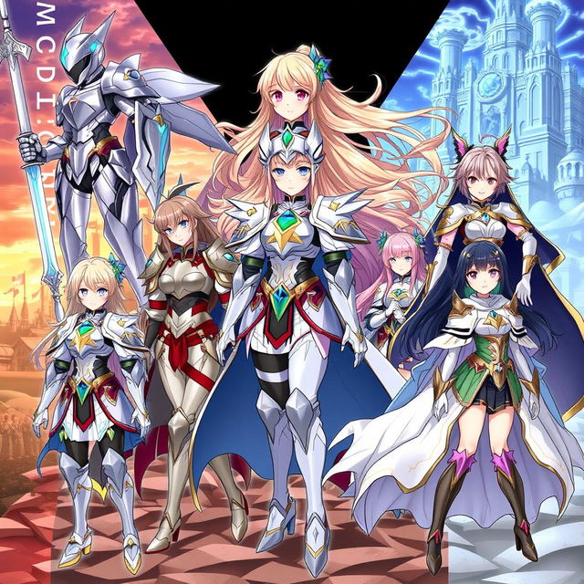 A dynamic and detailed illustration showcasing various types of anime girl armor, highlighting unique designs and styles that reflect different themes and personalities