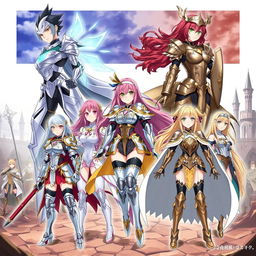 A dynamic and detailed illustration showcasing various types of anime girl armor, highlighting unique designs and styles that reflect different themes and personalities