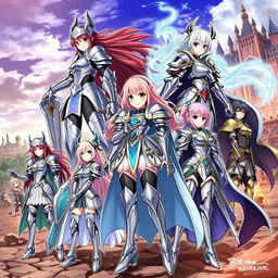 A dynamic and detailed illustration showcasing various types of anime girl armor, highlighting unique designs and styles that reflect different themes and personalities