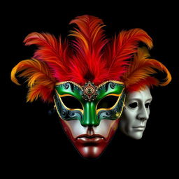 A single elaborate costume mask that artistically embodies all seven deadly sins: Lust, crafted from soft velvet, creates a seductive allure, almost like a secret yearning to be revealed