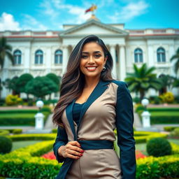 A gorgeous 35-year-old Indonesian-European female governor who exudes charm and confidence