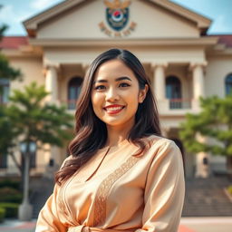 A stunning 35-year-old female governor, of Indonesian-Korean descent, exuding charm and confidence