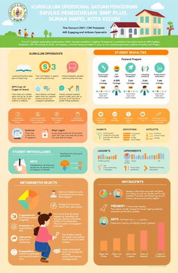 A detailed and visually engaging infographic showcasing the 'Kurikulum Operasional Satuan Pendidikan SMP Plus Sunan Ampel Kota Kediri'