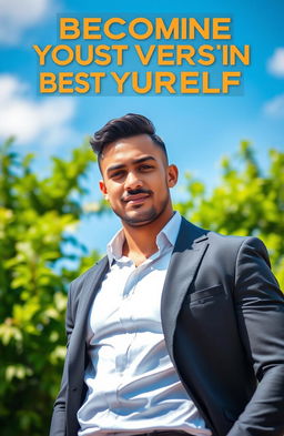 A motivated and confident man standing in a vibrant environment, showcasing a sense of self-improvement and personal growth