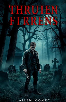 A captivating book cover featuring a dark, ominous forest shrouded in mist, with towering trees looming overhead