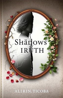 A captivating book cover featuring a large, cracked mirror divided down the center