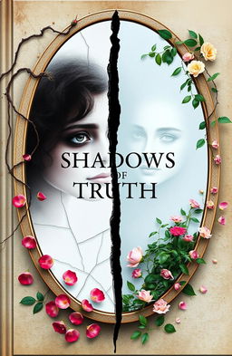 A captivating book cover featuring a large, cracked mirror divided down the center