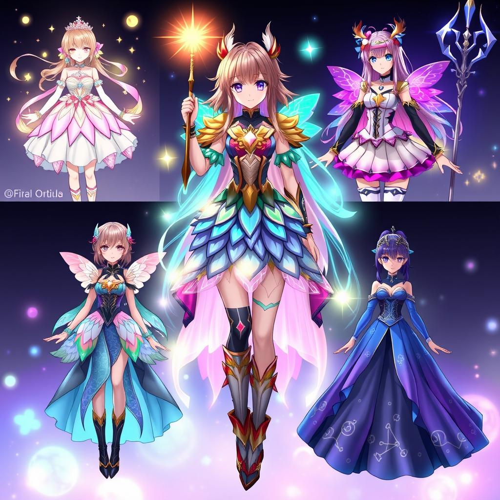 A stunning collection of magical girl outfit ideas for anime girls, each featuring enchanting designs and vibrant colors