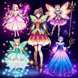 A stunning collection of magical girl outfit ideas for anime girls, each featuring enchanting designs and vibrant colors