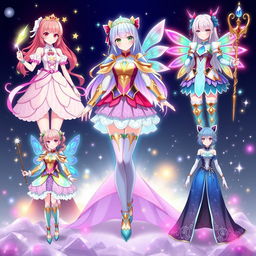 A stunning collection of magical girl outfit ideas for anime girls, each featuring enchanting designs and vibrant colors