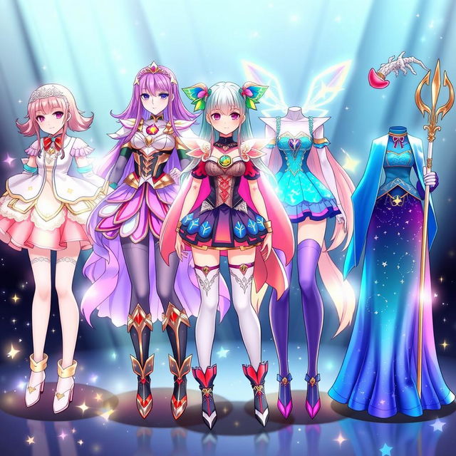 A stunning collection of magical girl outfit ideas for anime girls, each featuring enchanting designs and vibrant colors