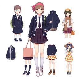 A charming collection of anime girl outfit ideas centered around a school girl theme