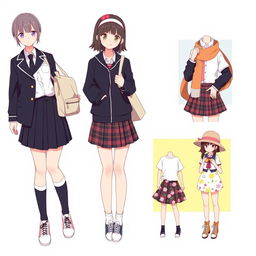 A charming collection of anime girl outfit ideas centered around a school girl theme
