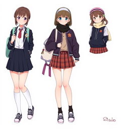 A charming collection of anime girl outfit ideas centered around a school girl theme
