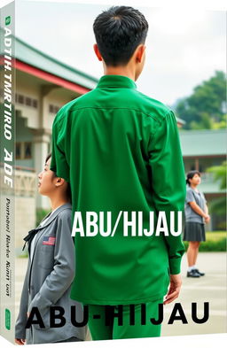 An aesthetic book cover image featuring a young man in a green pesantren (Islamic boarding school) uniform, seen from behind, symbolizing the theme of Gen Z