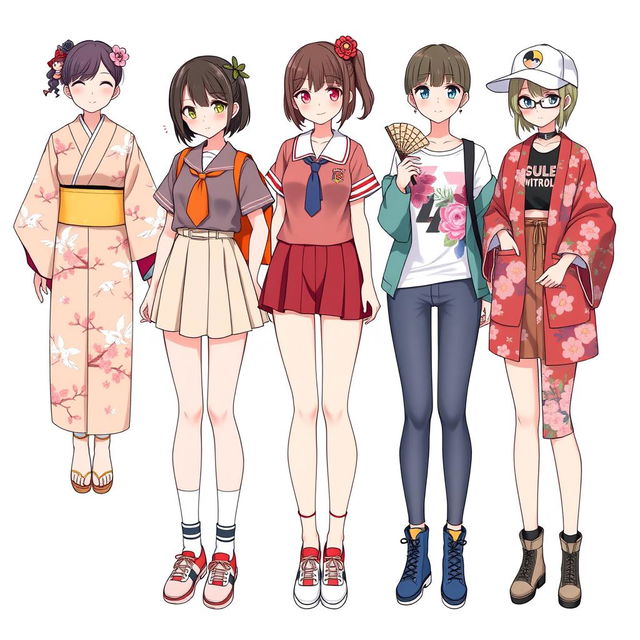 A delightful collection of outfit ideas for anime girls featuring a Japanese girl theme, showcasing traditional and modern styles