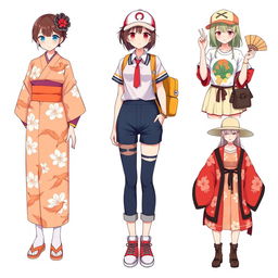 A delightful collection of outfit ideas for anime girls featuring a Japanese girl theme, showcasing traditional and modern styles