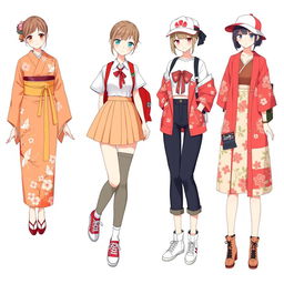 A delightful collection of outfit ideas for anime girls featuring a Japanese girl theme, showcasing traditional and modern styles