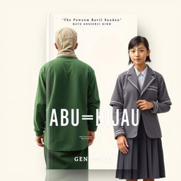 Aesthetic book cover design featuring a young man from a pesantren, wearing a sarung and koko, seen from the back