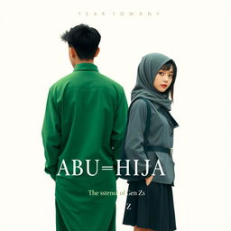 Aesthetic book cover design featuring a young man from a pesantren, wearing a sarung and koko, seen from the back