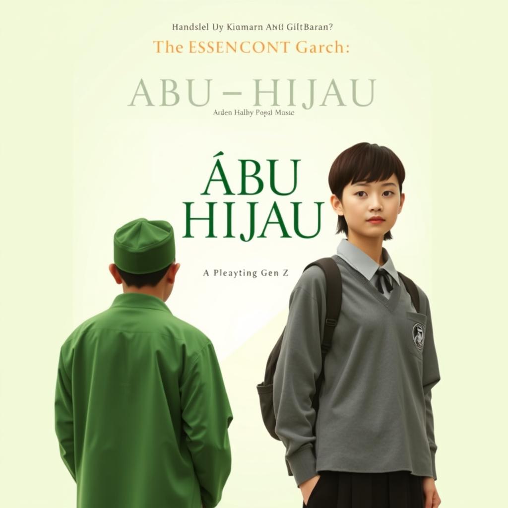 Aesthetic book cover design featuring a young man from a pesantren, wearing a sarung and koko, seen from the back