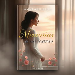 Book cover design for a romantic and heart-wrenching theme, titled 'Memorias a un extraño'