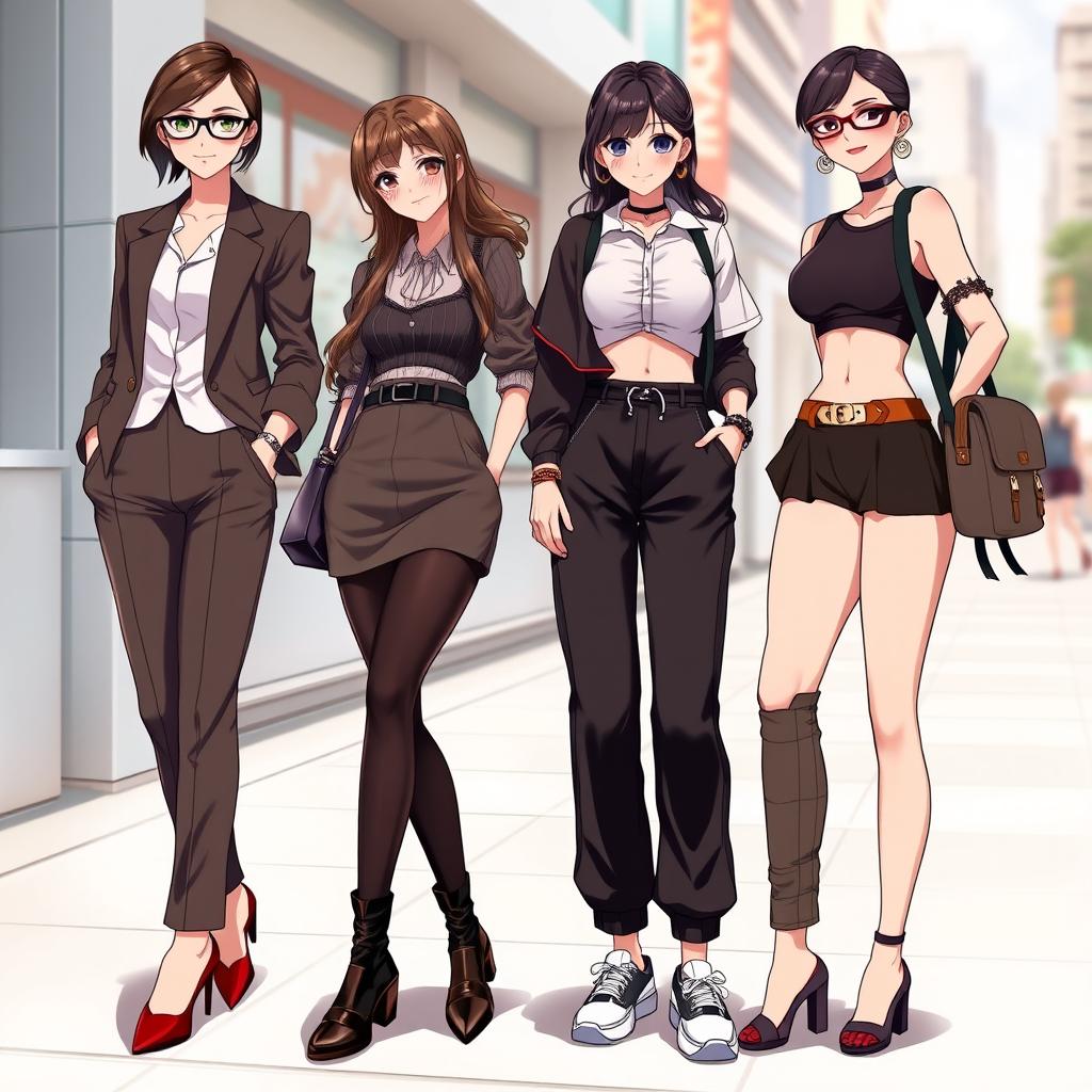 An exciting collection of outfit ideas for an anime girl that embodies a smart and hot girl theme