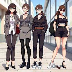 An exciting collection of outfit ideas for an anime girl that embodies a smart and hot girl theme