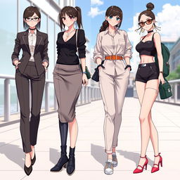 An exciting collection of outfit ideas for an anime girl that embodies a smart and hot girl theme