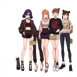 A captivating collection of outfit ideas for an anime girl showcasing a mean girl theme, featuring stylish and confident ensembles that exude attitude
