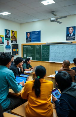 A vibrant and engaging classroom setting at Universitas Jember, focusing on a cryptography class