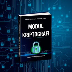 A book cover design for the title (in Bahasa Indonesia): 'MODUL KRIPTOGRAFI - FAKULTAS ILMU KOMPUTER - UNIVERSITAS JEMBER'