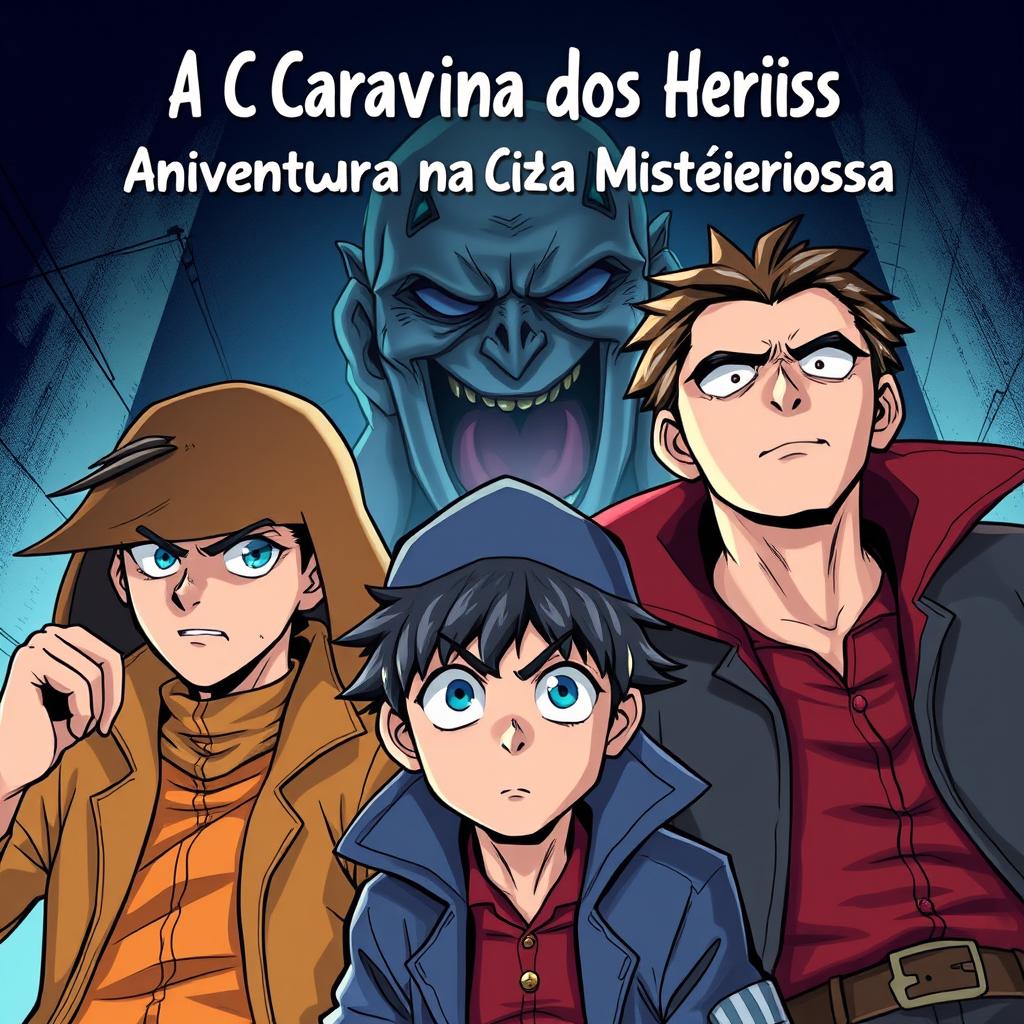 Three protagonists with extrasensory powers, featuring detective-like personalities, depicted with a shadowy gaze and heroic poses