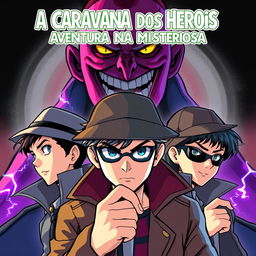 Three protagonists with extrasensory powers, featuring detective-like personalities, depicted with a shadowy gaze and heroic poses