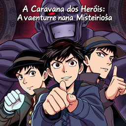Three protagonists with extrasensory powers, showcasing detective-like personalities, deep and shadowy gazes, and striking heroic poses
