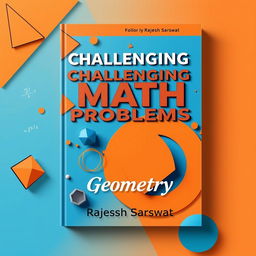 A striking book cover design for 'Challenging Math Problems: Book 1 (Geometry)' by Rajesh Sarswat