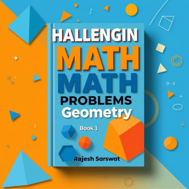 A striking book cover design for 'Challenging Math Problems: Book 1 (Geometry)' by Rajesh Sarswat