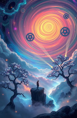 A surreal, dreamlike landscape representing the theme "Echoes of a Restless Mind
