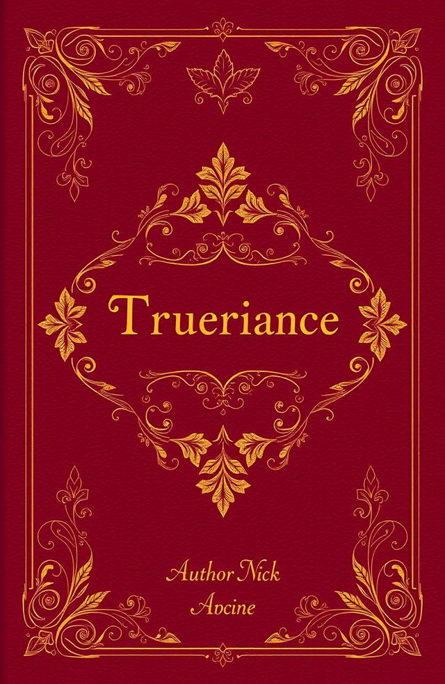 A book cover design featuring a rich maroon color scheme