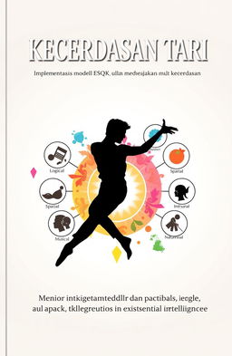 A book cover design for a title 'KECERDASAN TARI (Implementasi model ESQK dalam pembelajaran seni tari untuk meningkatkan multi kecerdasan)'