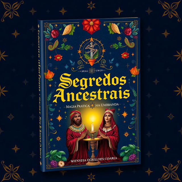 A captivating book cover for 'Segredos Ancestrais: Magia Prática na Umbanda e Quimbanda'