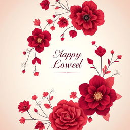 A beautiful book cover design featuring a variety of intricate floral graphics predominantly in shades of maroon and red