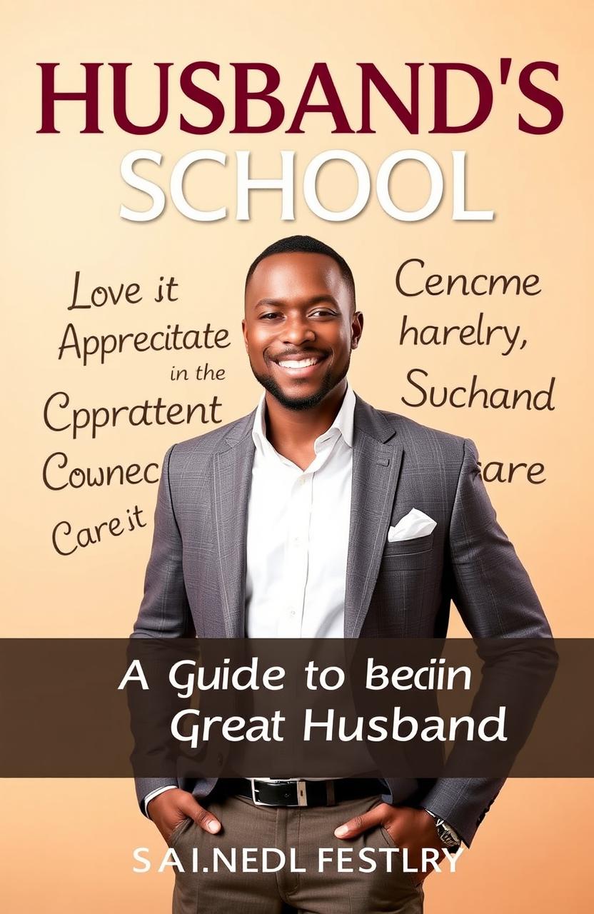 A motivational and instructional book cover titled 'Husband's School: A Guide to Being a Great Husband'