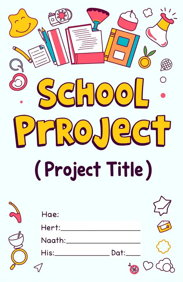 A creative and colorful cover page design for a school project