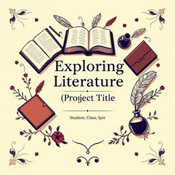 A visually engaging cover page design for an English project titled 'Exploring Literature: [Project Title]'
